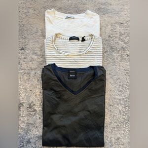 Theory Black and Cream Striped T-Shirt